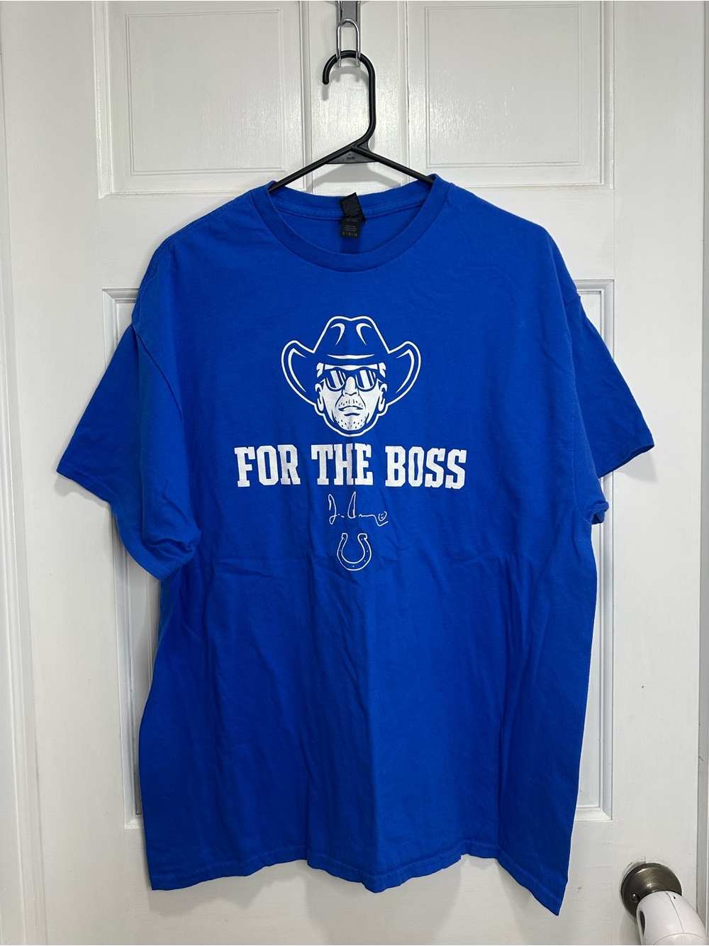 Indianapolis Colts NFL "For The Boss" Jim Irsay T-Shirt in Blue White Size XL